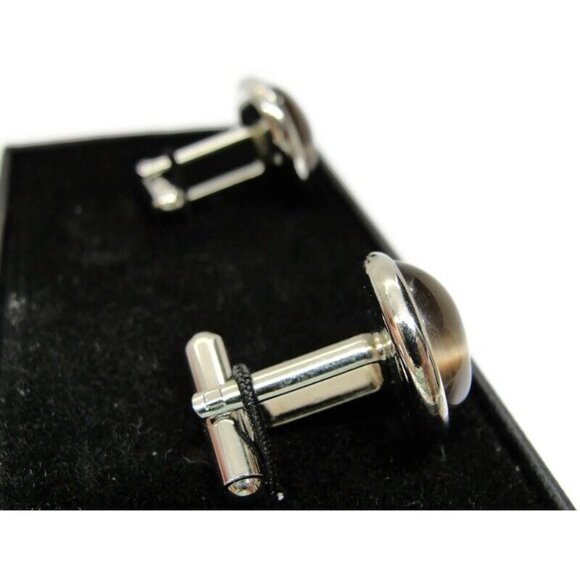 BachRach Silver Tone Cufflinks Round In Original Box - Picture 15 of 16